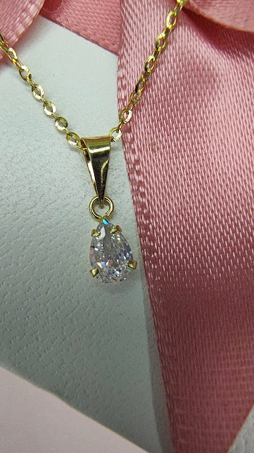 Cadena rolo y Dije pera mini en oro de 10k