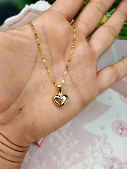 Gargantilla Corazón Inflado Grande En Oro De 10k