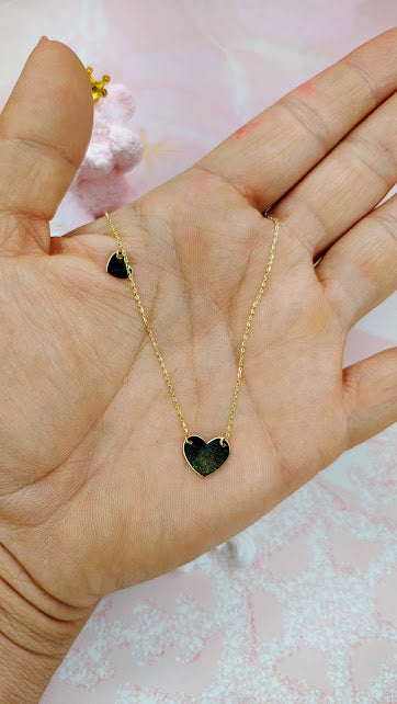 Gargantilla Doble Corazón Liso En Oro De 10k