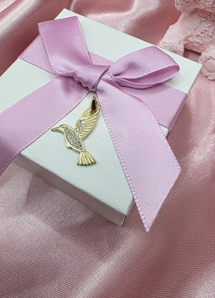 Dije Colibrí blanco en Oro de 10k