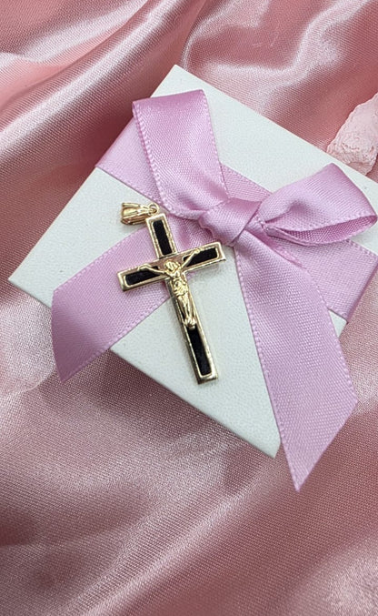 Dije Crucifijo Black grande en Oro de 10k