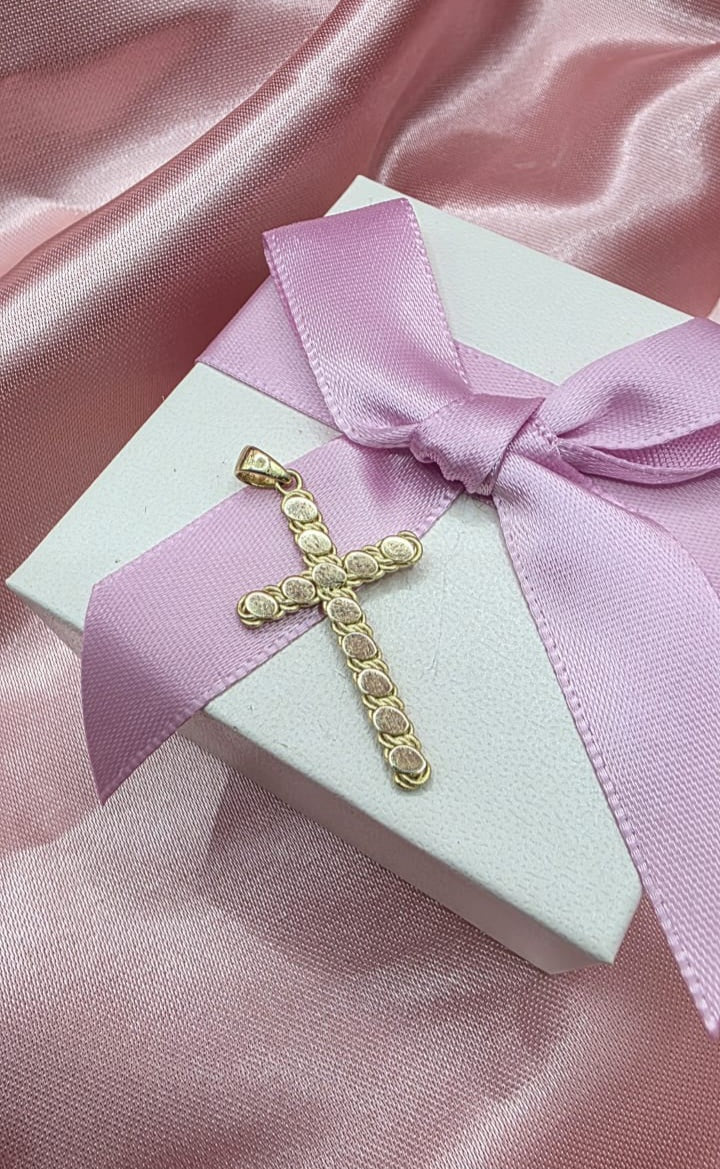 Dije Cruz bolitas En Oro De 10k