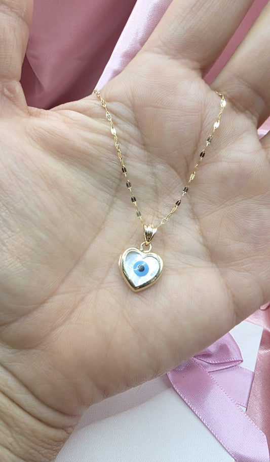 Gargantilla Corazón Ojito en oro de 10k