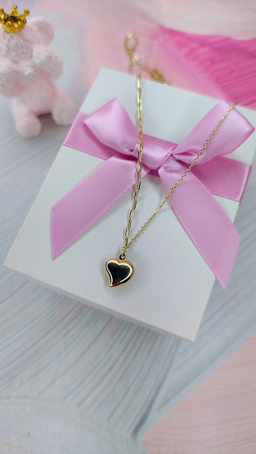 Gargantilla corazón eslabón mixto en Oro de 10k