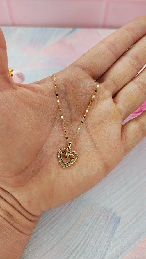 Gargantilla  Corazon doble en Oro de 10k