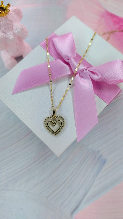 Gargantilla  Corazon doble en Oro de 10k