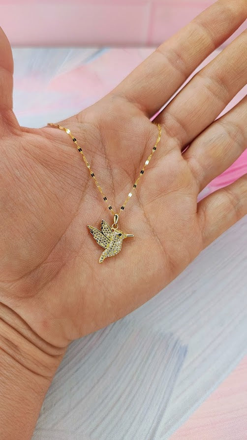 Gargantilla colibrí piedras Oro de 10k