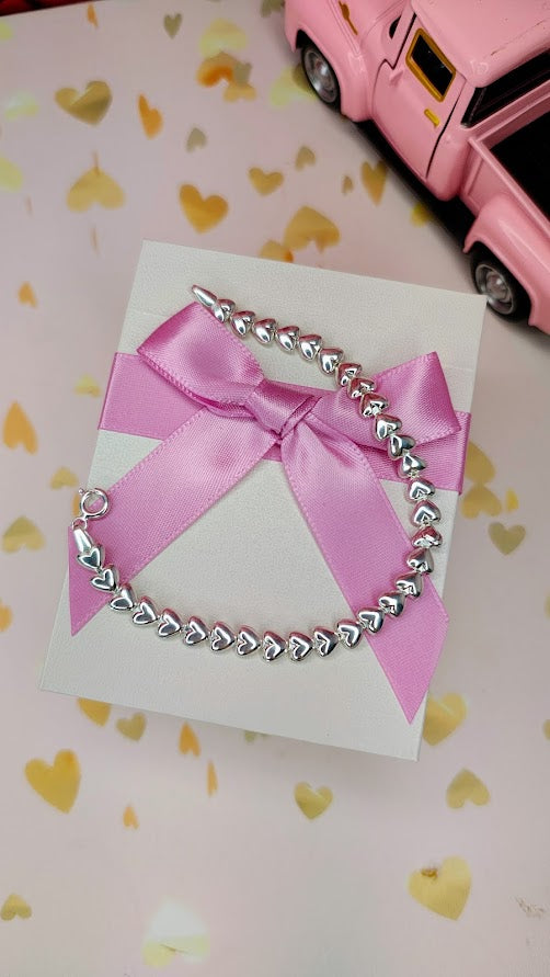 Pulso Corazones Inflado En Plata 925