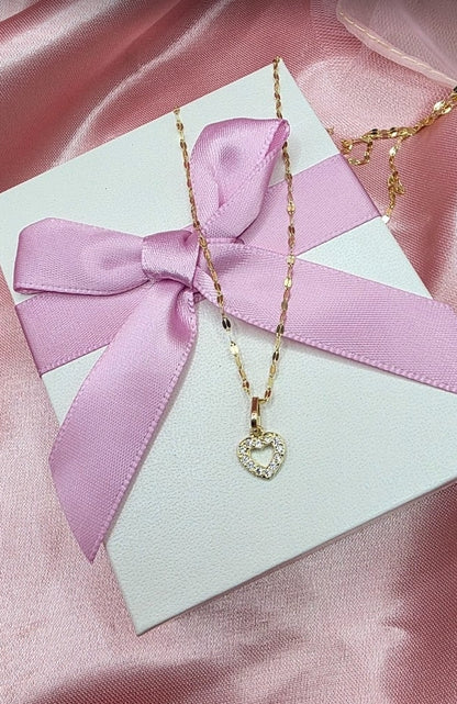 Gargantilla Corazon Mini Diamantado De Oro De 10k