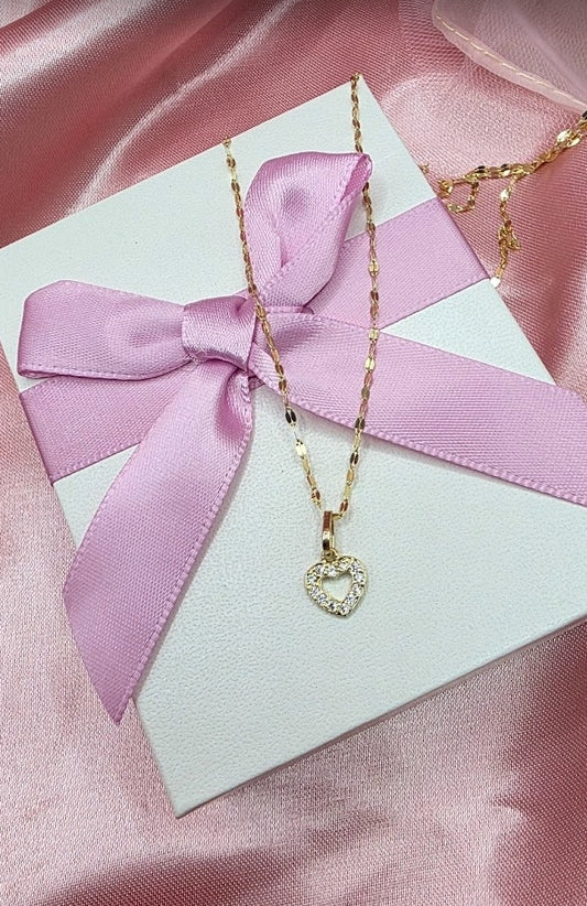 Gargantilla Corazon Mini Diamantado De Oro De 10k