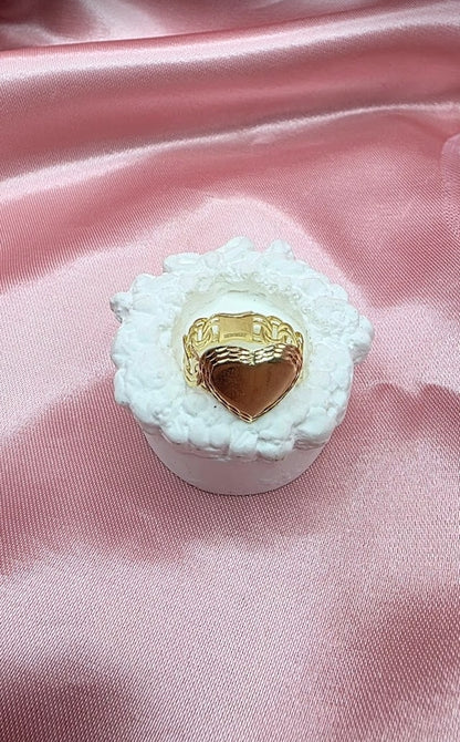 Anillo corazón liso JD en Oro de 10k