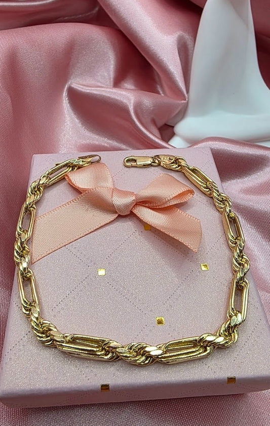 Pulso torzal  Fígaro  18 cm en oro de 10k