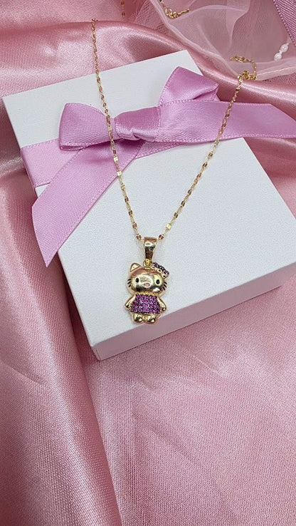 Gargantilla Kitty Inflada en Oro de 10k