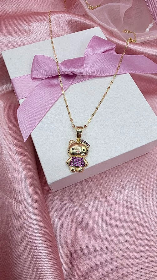 Gargantilla Kitty Inflada en Oro de 10k