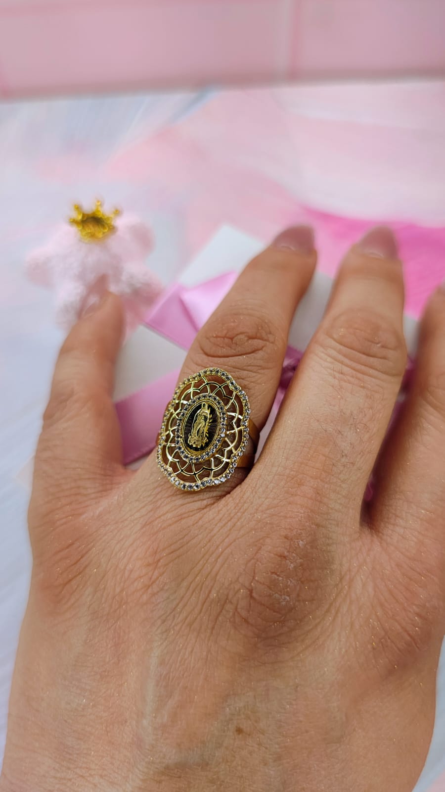 ANILLO de la virgen de Guadalupe EN ORO 10K