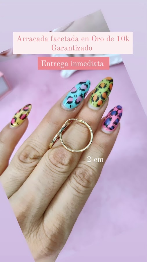Arracada Facetada 2 cm En Oro 10k