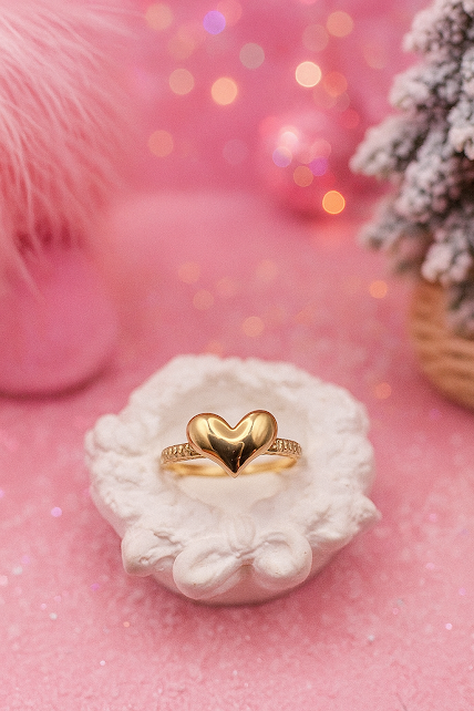 ANILLO CORAZON INFLADO EN ORO DE 10K