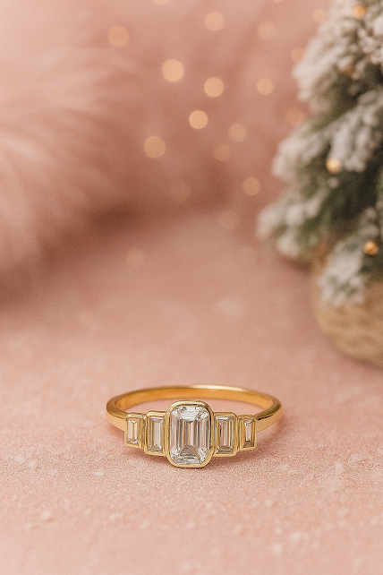 ANILLO PIEDRA ESCALONADA EN ORO DE 10K