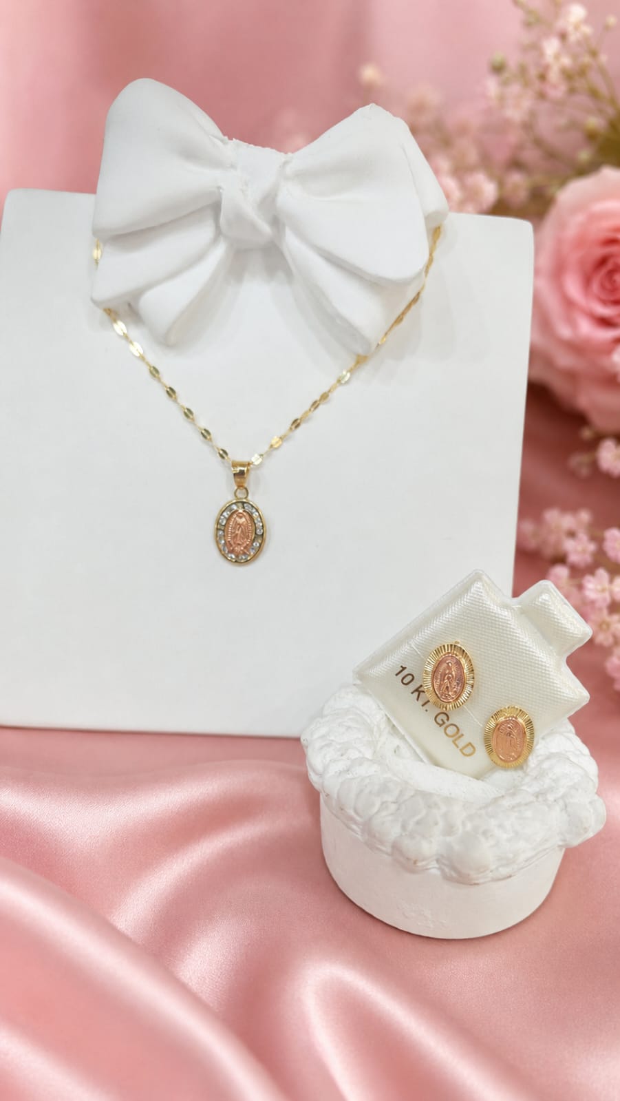 SET LUPITA ROSA DE ORO 10K