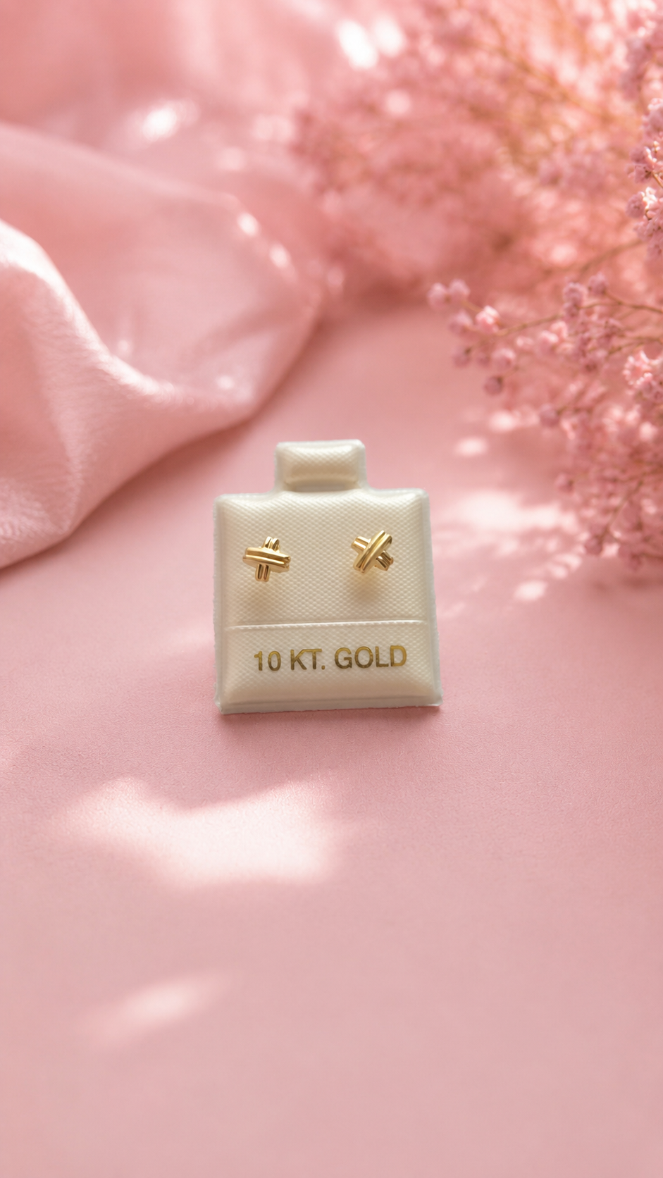 Broquel equis lisa mate en Oro de 10k