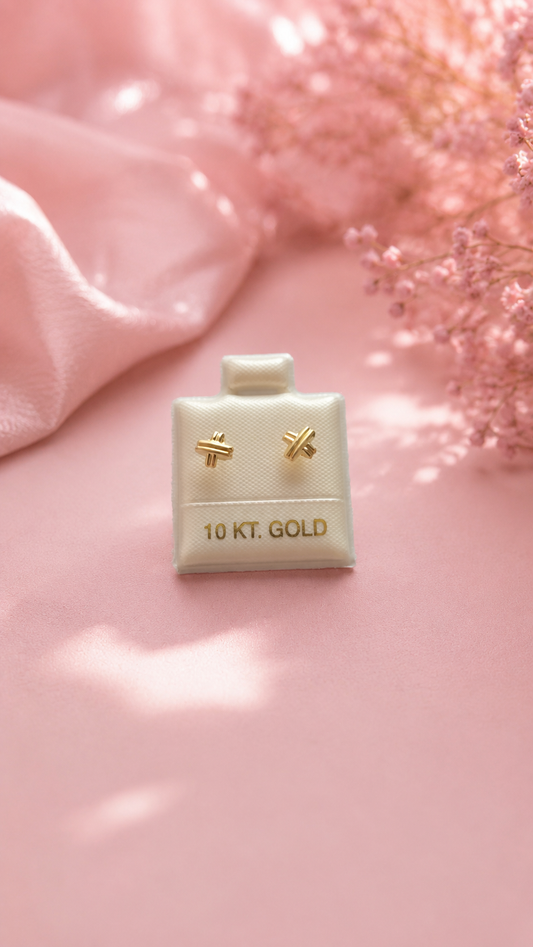 Broquel equis lisa mate en Oro de 10k