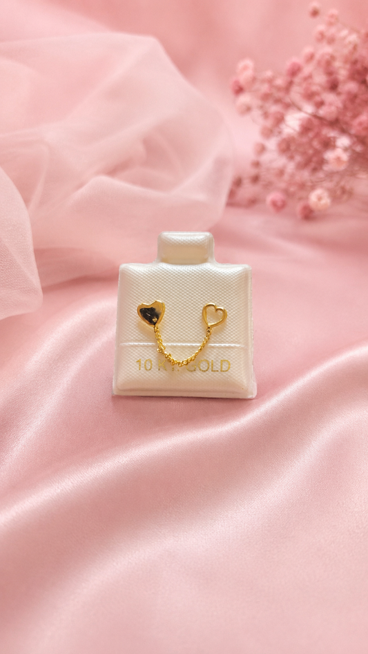 Broquel corazón doble resaque de oro 10k
