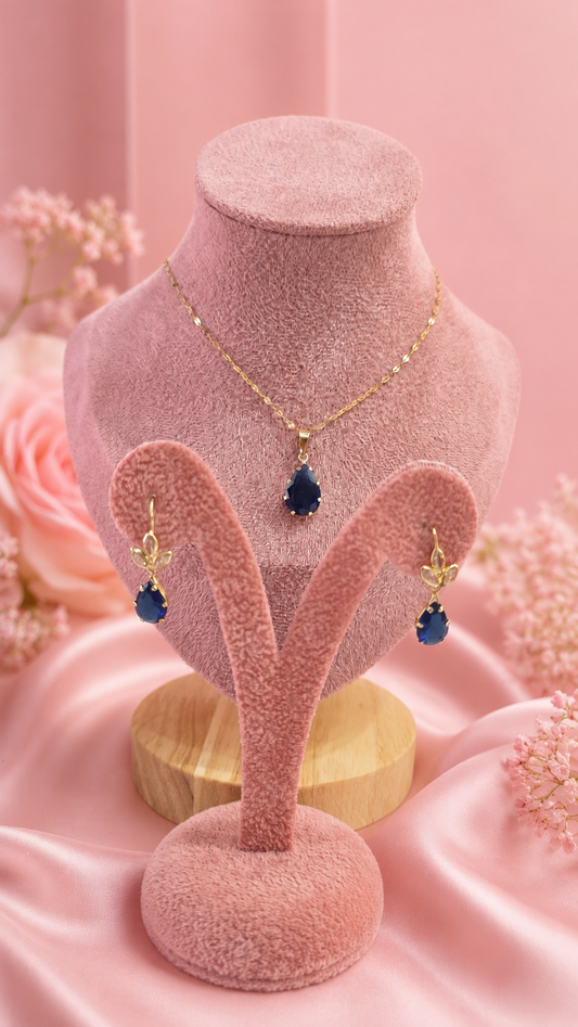 Juego Gargantilla Aretes en oro 10k
