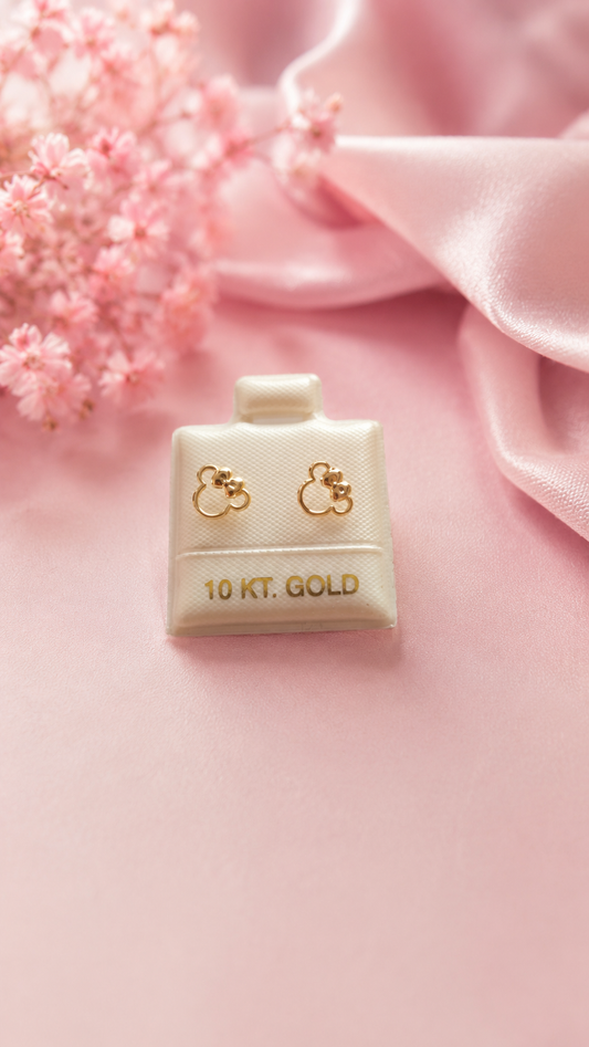 Broquel ratona silueta mini en Oro de 10k